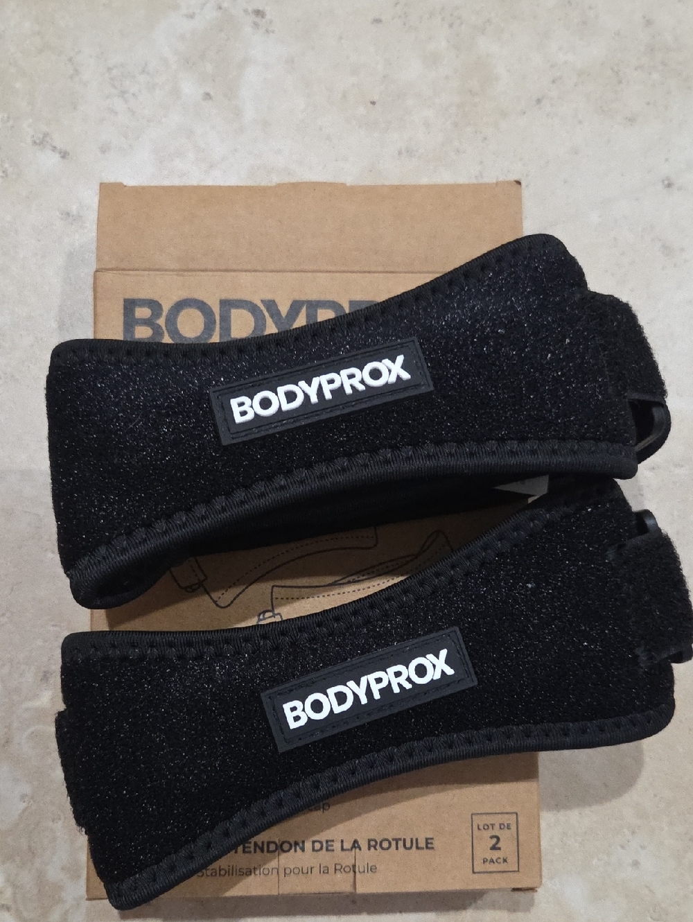 2 BODYPROX Black Patella Tendon Strap